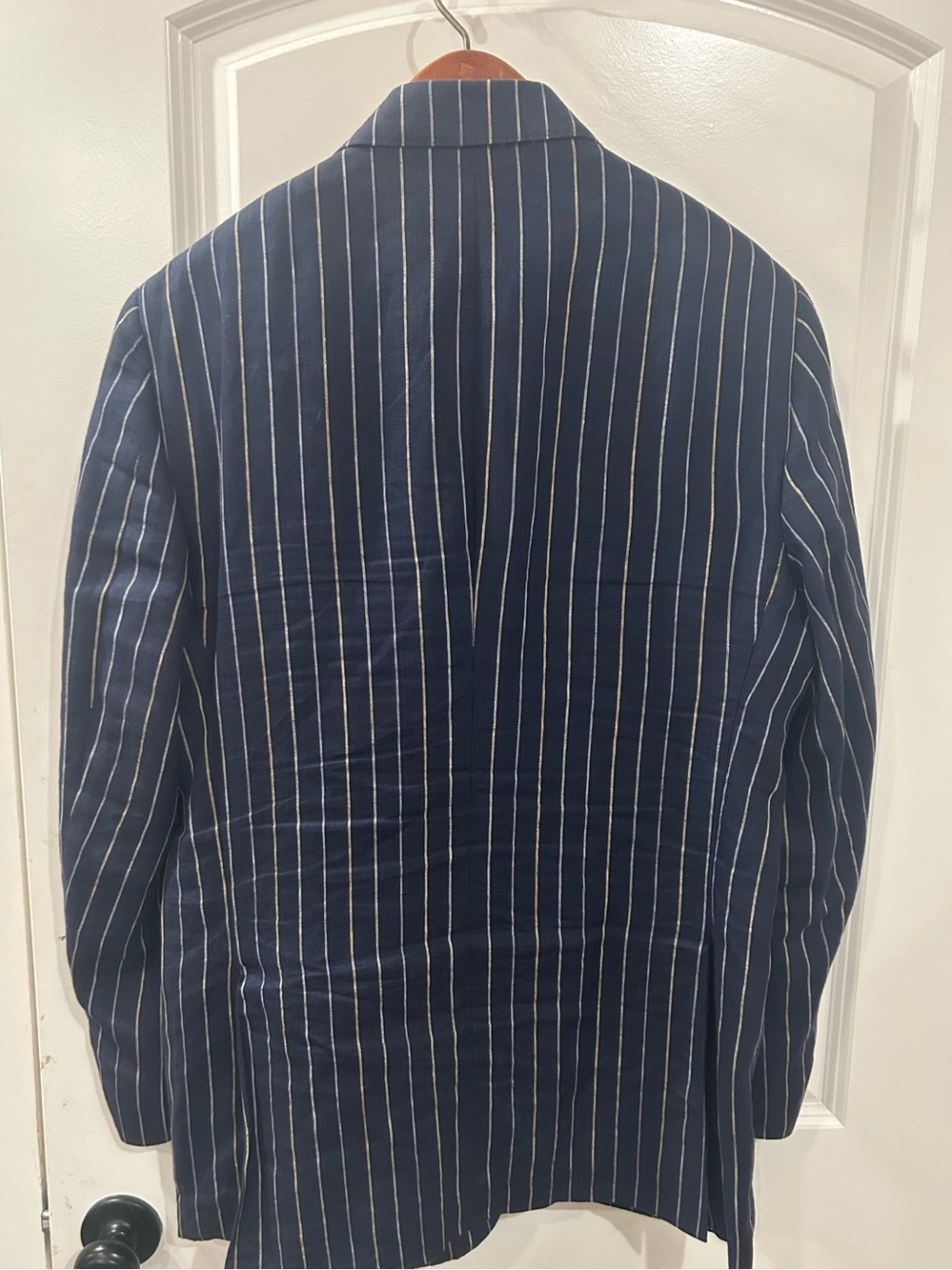 Robert Talbott Navy Pinstripe Sport Coat with Gold Buttons - Picture 2 of 4